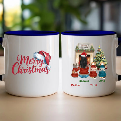 Kubek personalizowany świąteczny dla kobiety - pieski #513