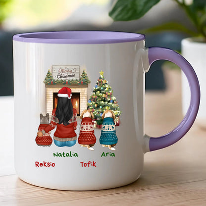 Kubek personalizowany świąteczny dla kobiety - pieski #513