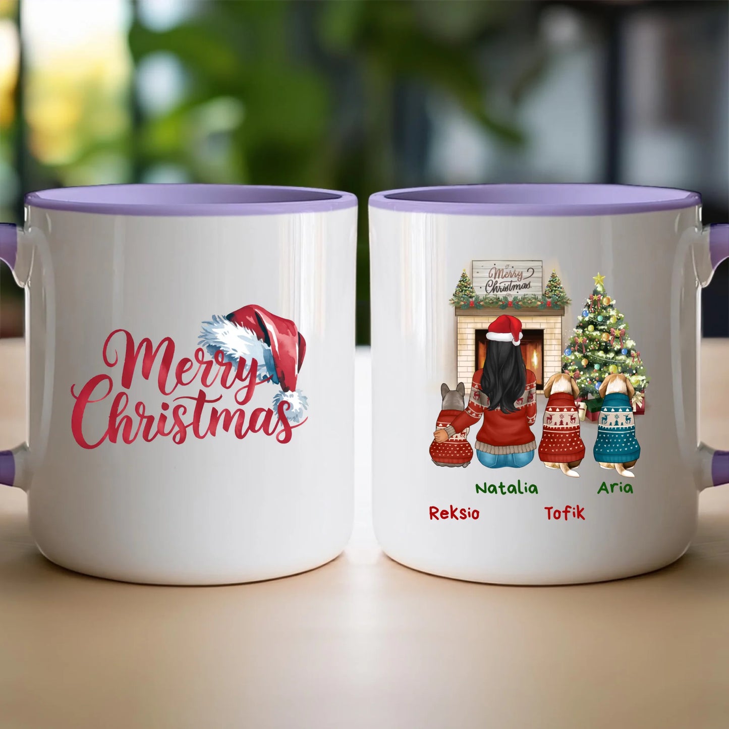 Kubek personalizowany świąteczny dla kobiety - pieski #513