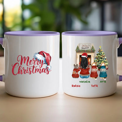 Kubek personalizowany świąteczny dla kobiety - pieski #513