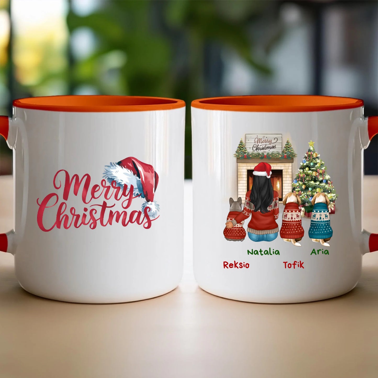 Kubek personalizowany świąteczny dla kobiety - pieski #513