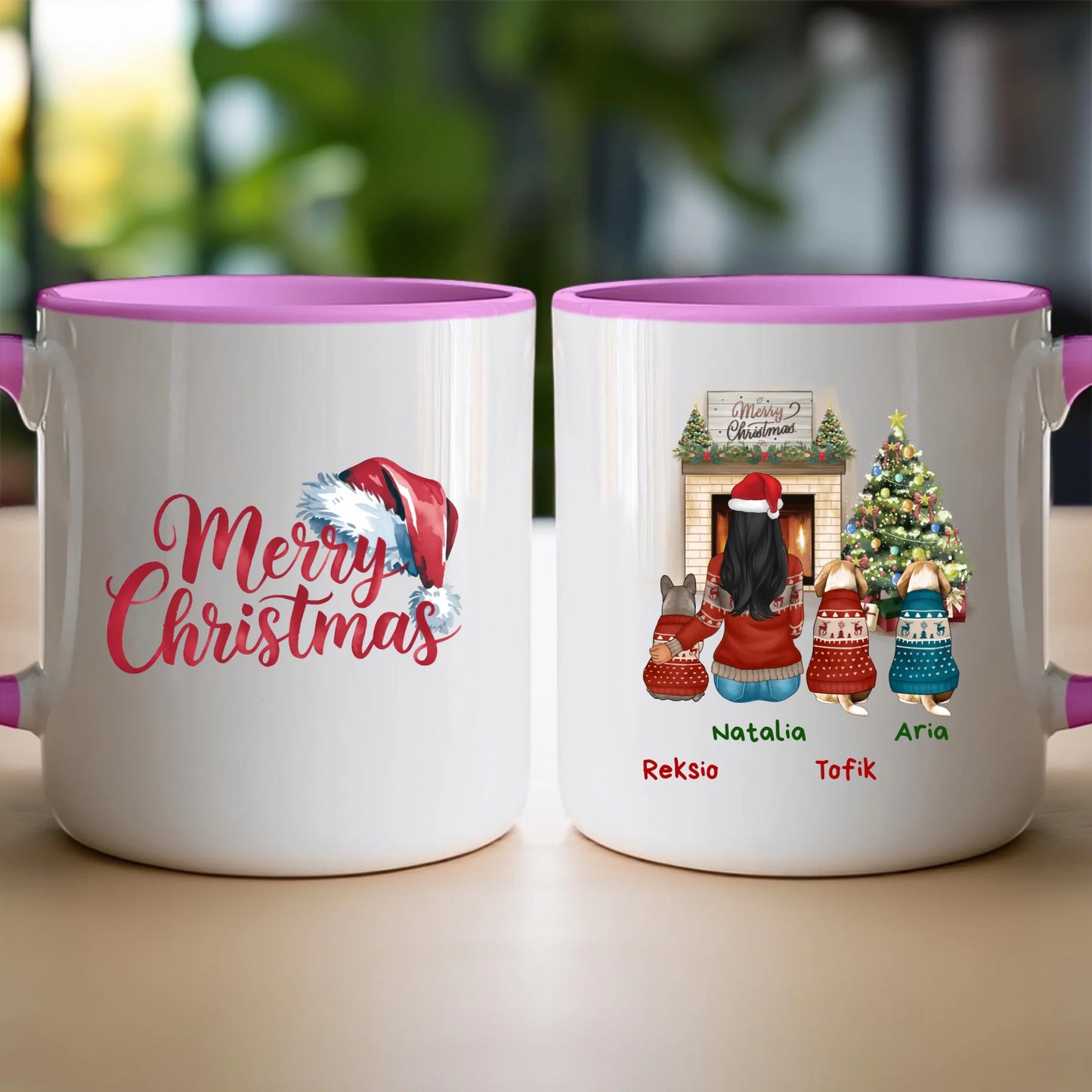 Kubek personalizowany świąteczny dla kobiety - pieski #513