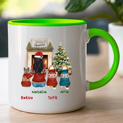 Kubek personalizowany świąteczny dla kobiety - pieski #513