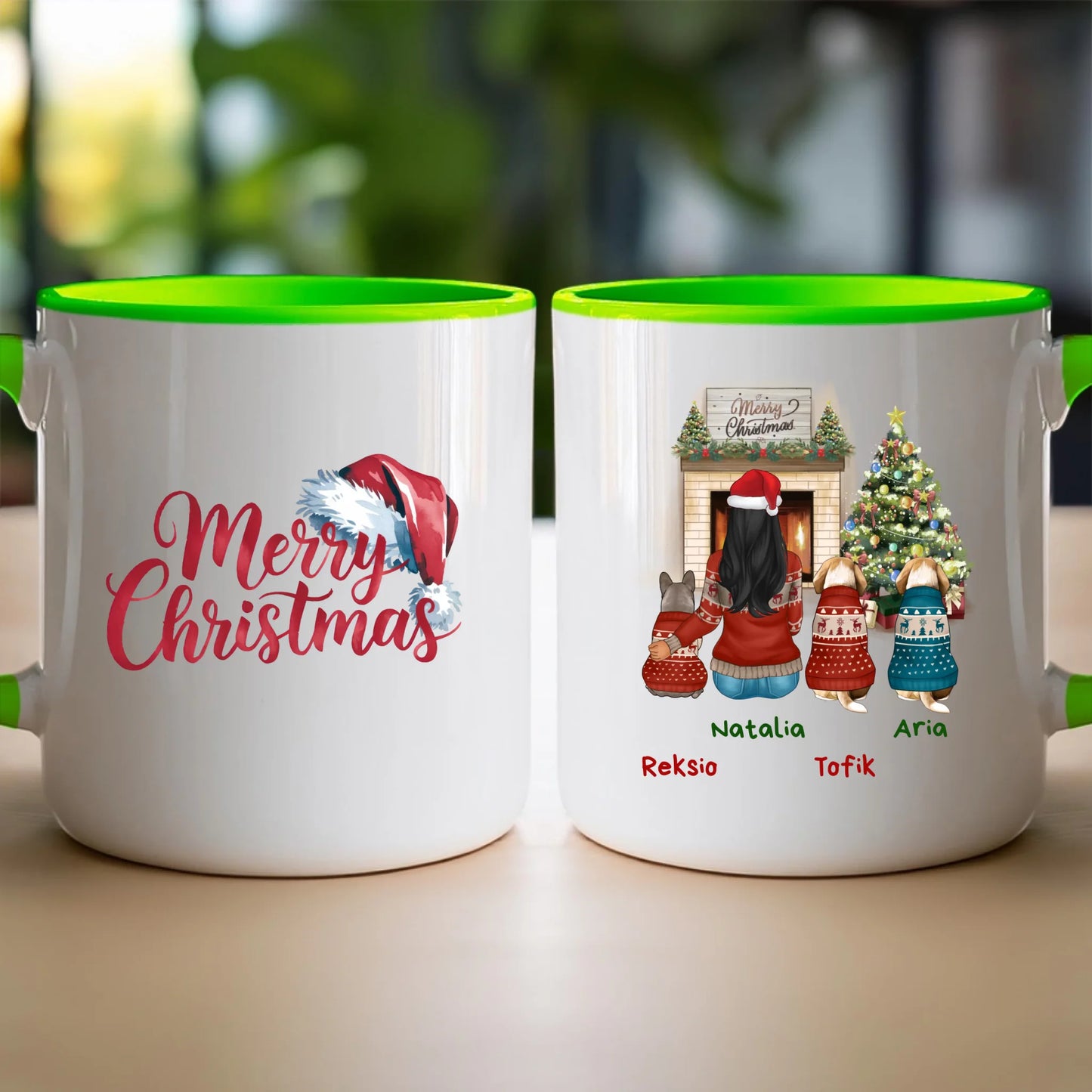 Kubek personalizowany świąteczny dla kobiety - pieski #513