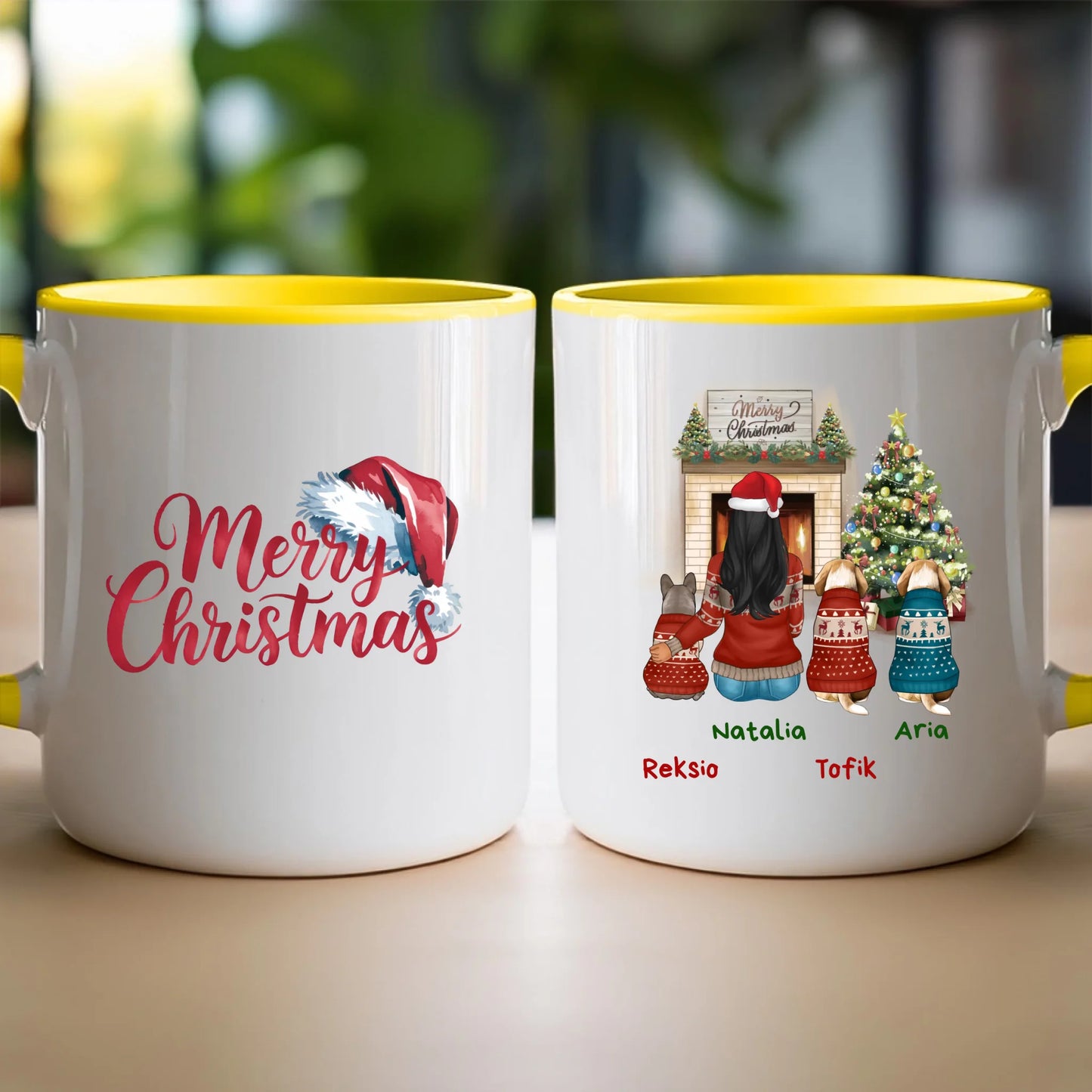 Kubek personalizowany świąteczny dla kobiety - pieski #513