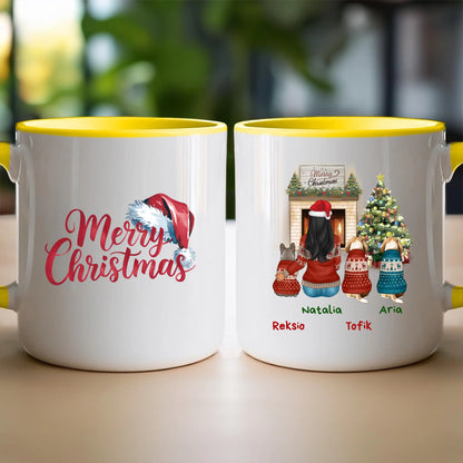 Kubek personalizowany świąteczny dla kobiety - pieski #513