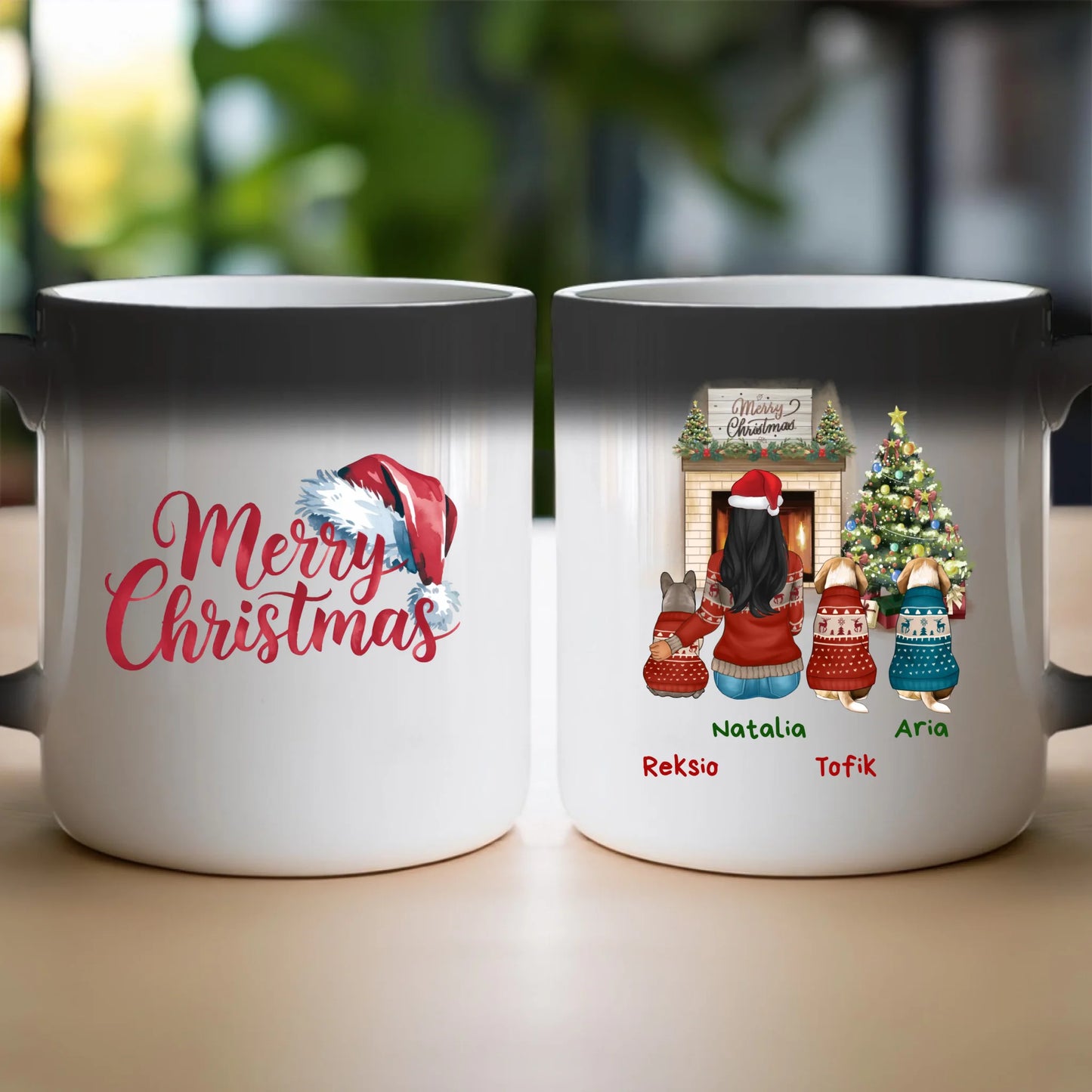 Kubek personalizowany świąteczny dla kobiety - pieski #513