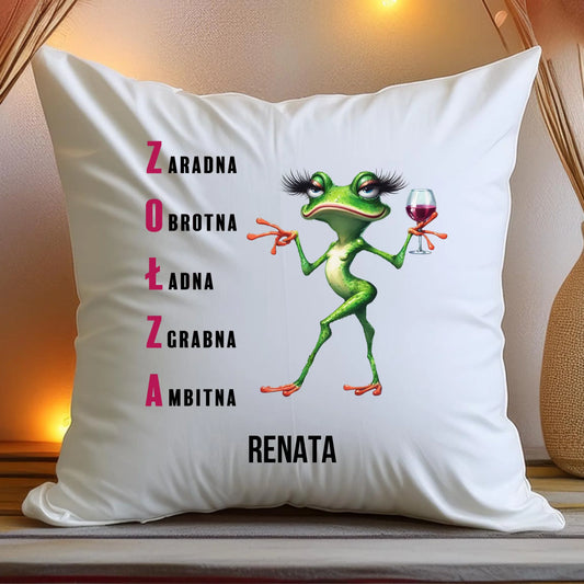 Poduszka personalizowana na Dzień Kobiet - Żabunia #455