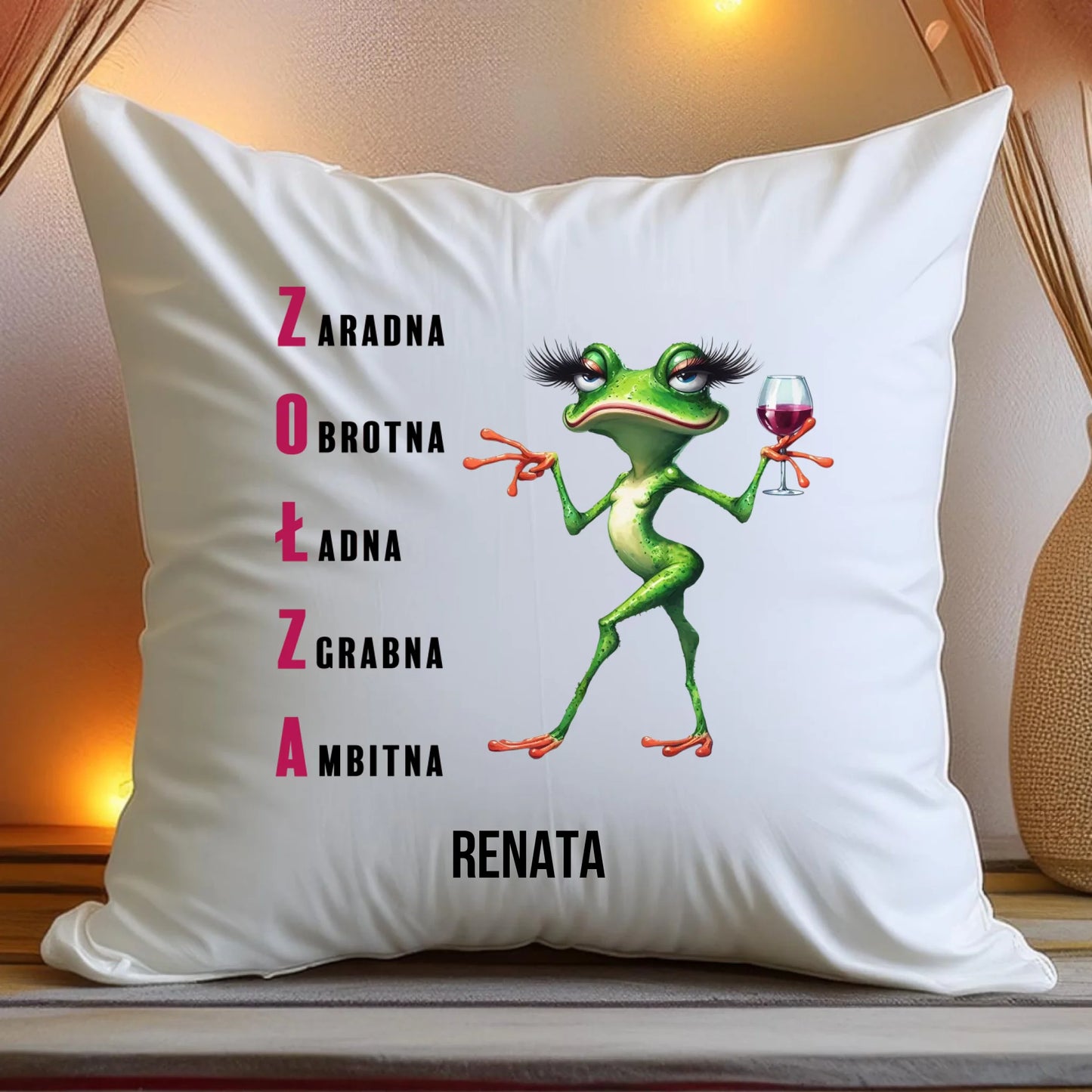 Poduszka personalizowana na Dzień Kobiet - Żabunia #455