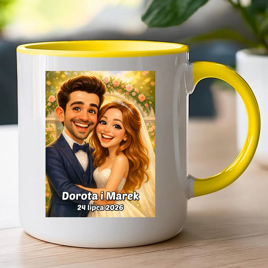 Personalizowany Kubek - ślubna karykatura [generowana przez AI]