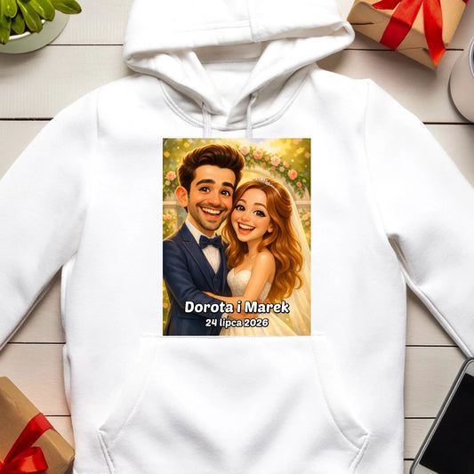 Personalizowana bluza - ślubna karykatura [generowana przez AI]