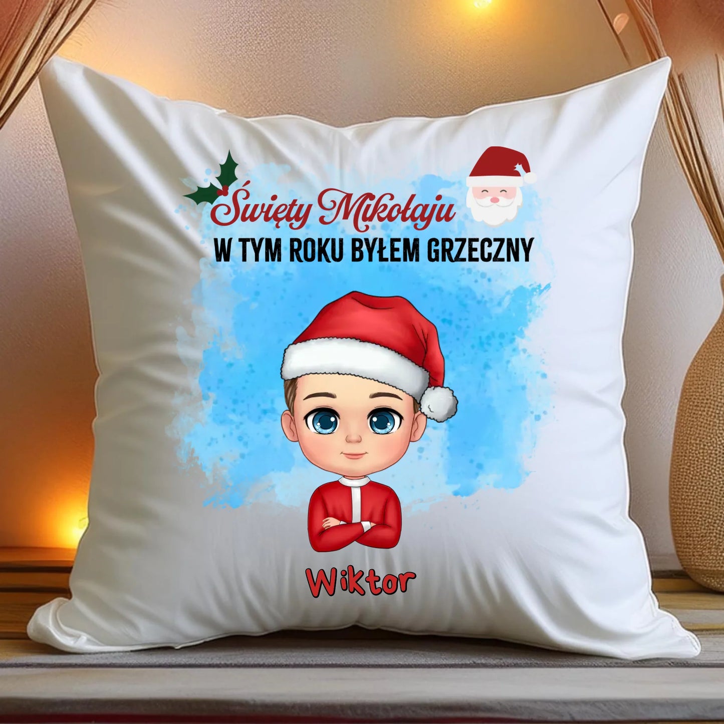 Poduszka personalizowana świąteczna dla chłopca #96