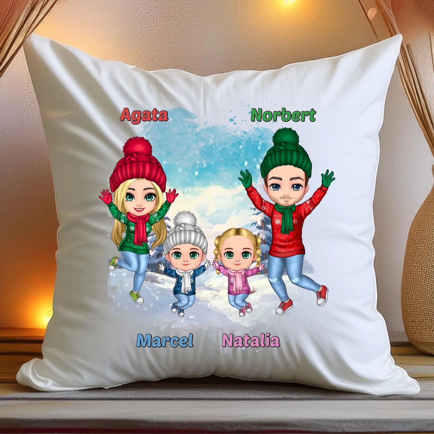 Poduszka personalizowana świąteczna dla rodziny #812