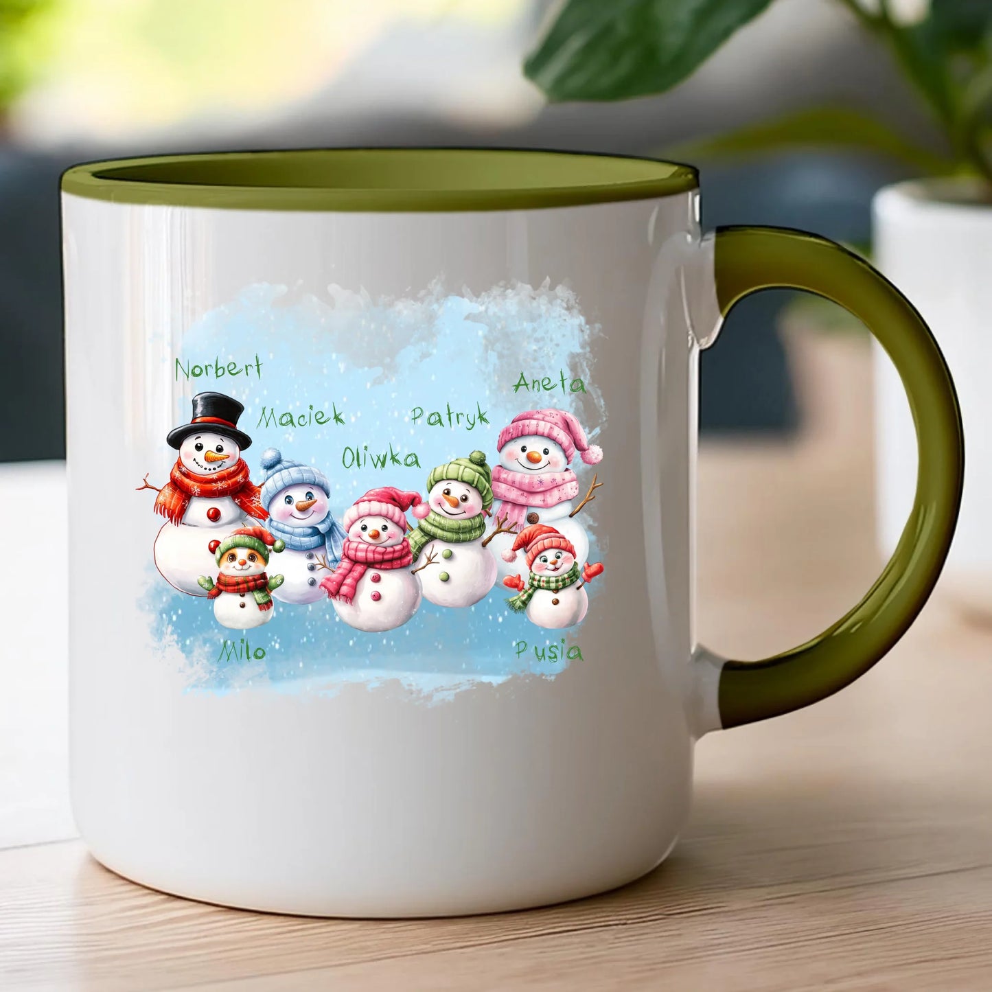 Kubek personalizowany świąteczny dla rodziny - ze zwierzętami #807