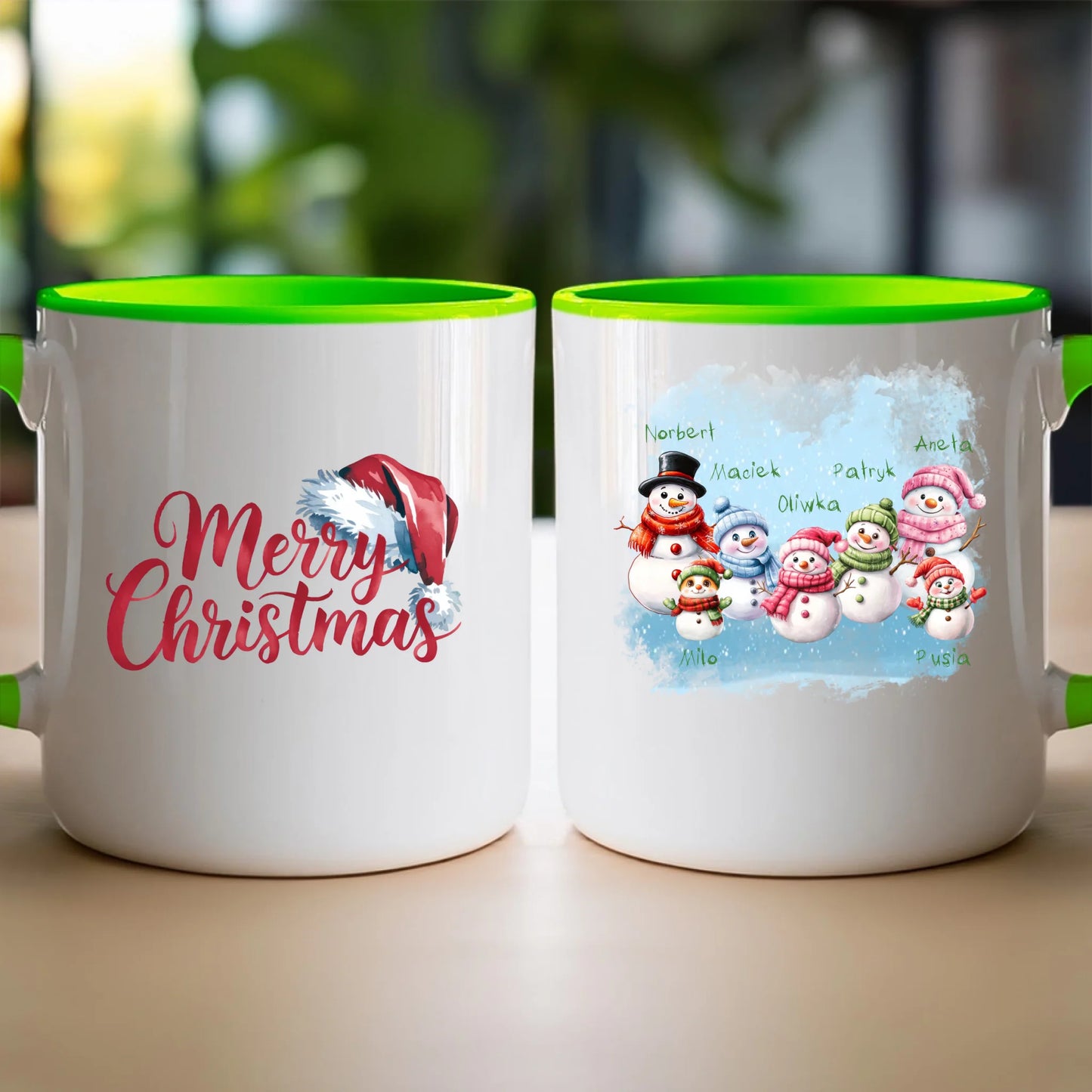 Kubek personalizowany świąteczny dla rodziny - ze zwierzętami #807