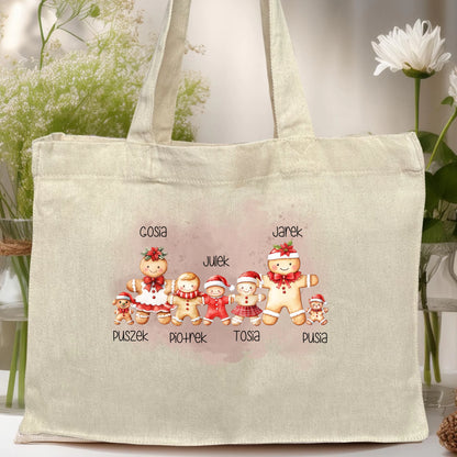 Torba personalizowana świąteczna dla rodziny - ze zwierzakami #808