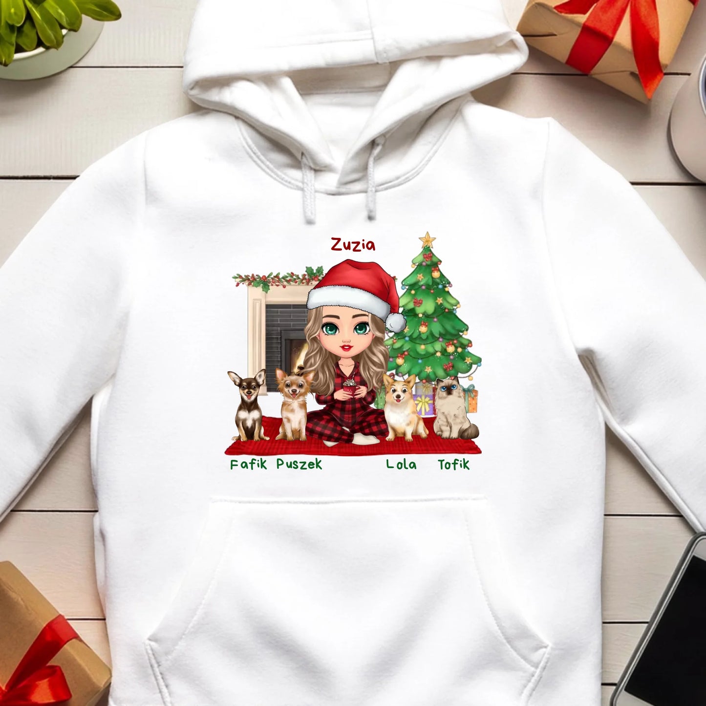 Bluza personalizowana dla kobiety - świąteczne zwierzaki #511