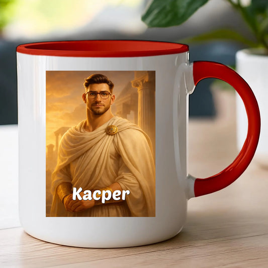 Kubek z własnym zdjęciem - grecki Bóg [generowane przez AI]