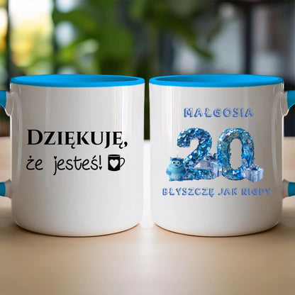 Kubek personalizowany na urodziny - niebieski motyw #5009