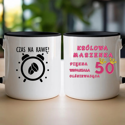 Kubek personalizowany na urodziny - różowy brokat #5008