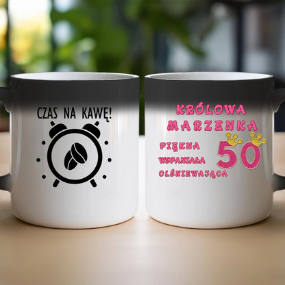 Kubek personalizowany na urodziny - różowy brokat #5008