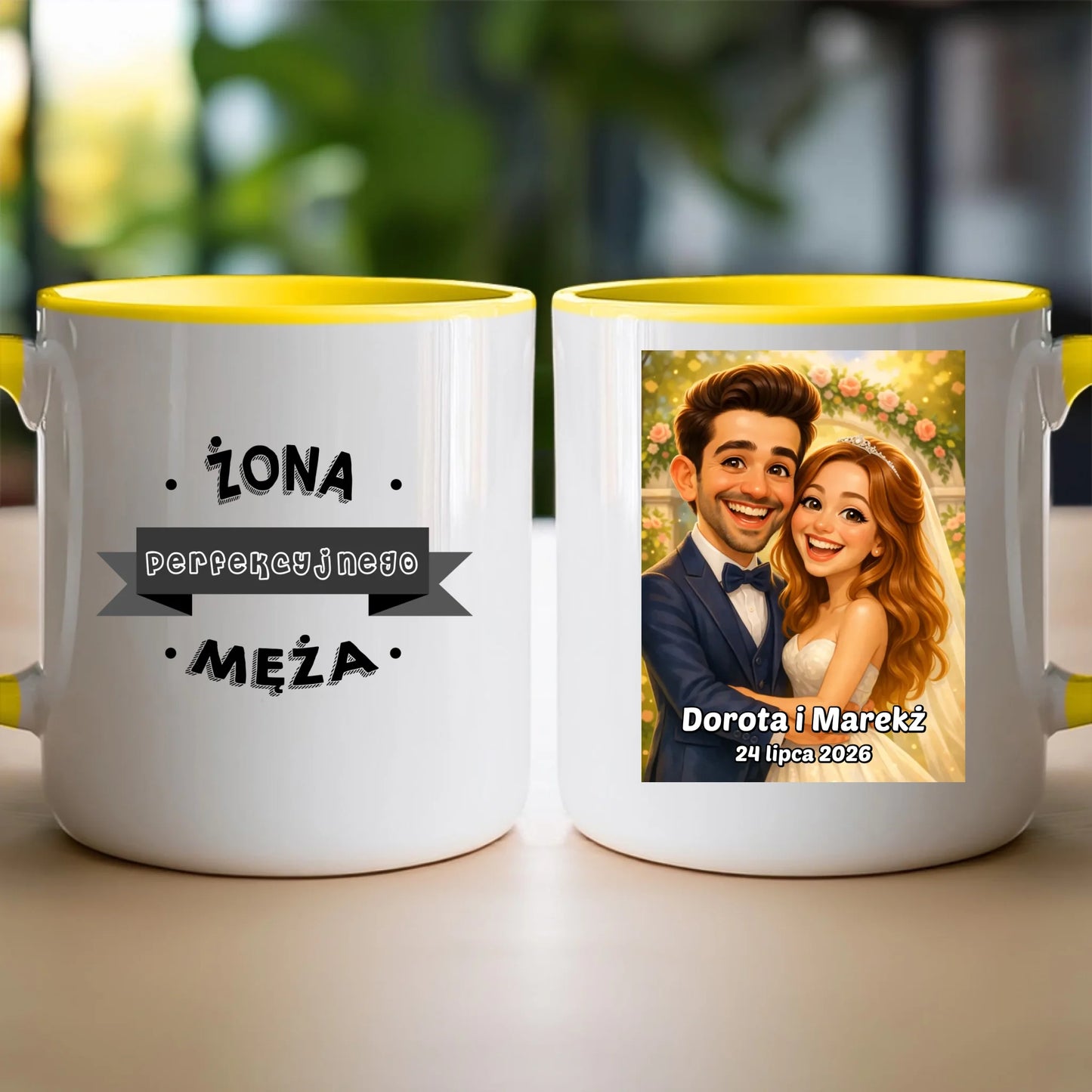 Personalizowany Kubek - ślubna karykatura [generowana przez AI]