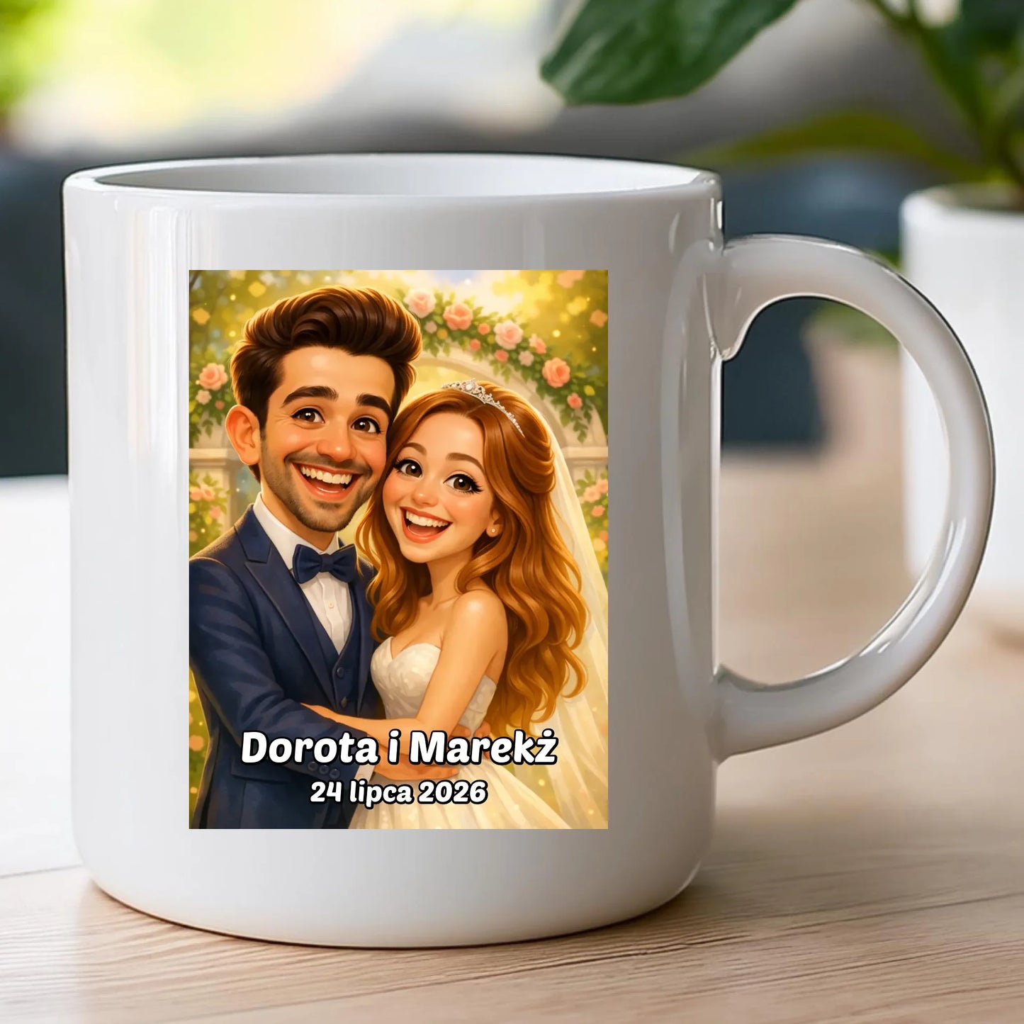 Personalizowany Kubek - ślubna karykatura [generowana przez AI]