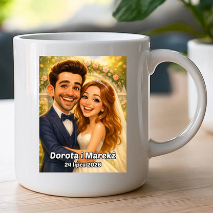 Personalizowany Kubek - ślubna karykatura [generowana przez AI]