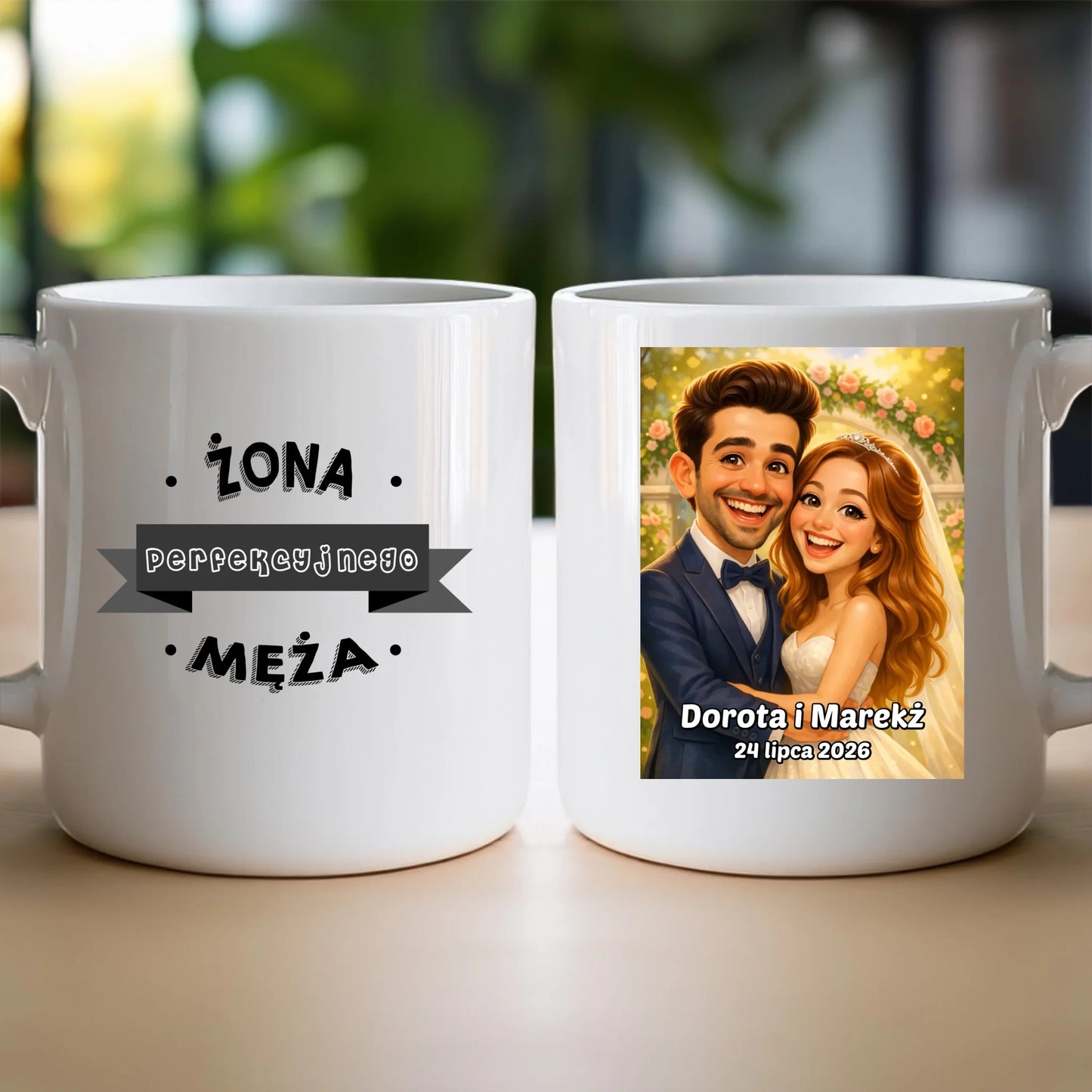 Personalizowany Kubek - ślubna karykatura [generowana przez AI]