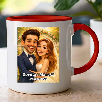 Personalizowany Kubek - ślubna karykatura [generowana przez AI]