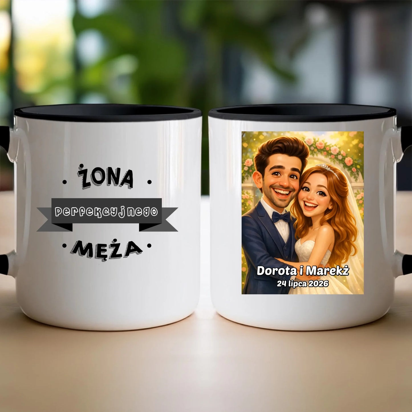 Personalizowany Kubek - ślubna karykatura [generowana przez AI]
