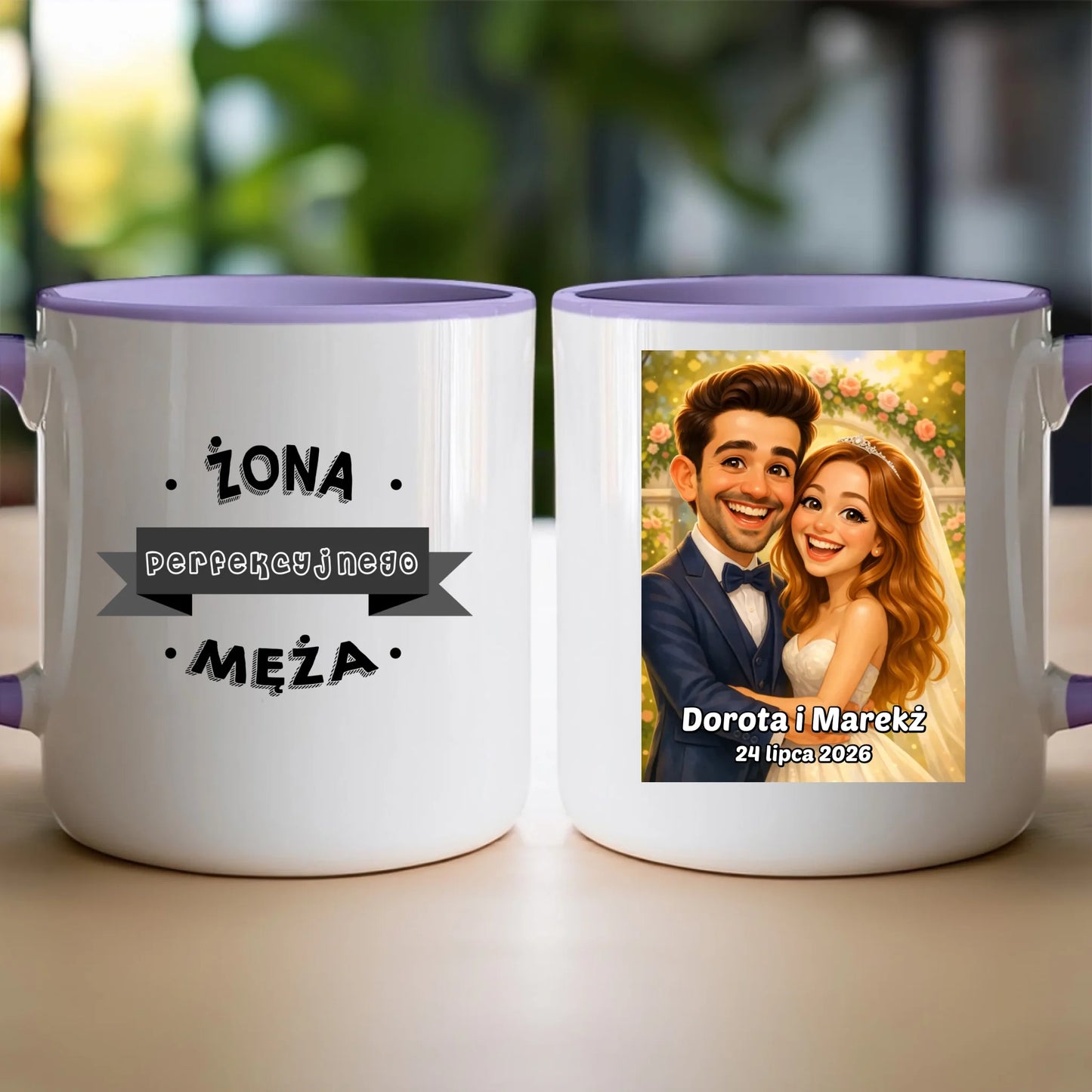 Personalizowany Kubek - ślubna karykatura [generowana przez AI]