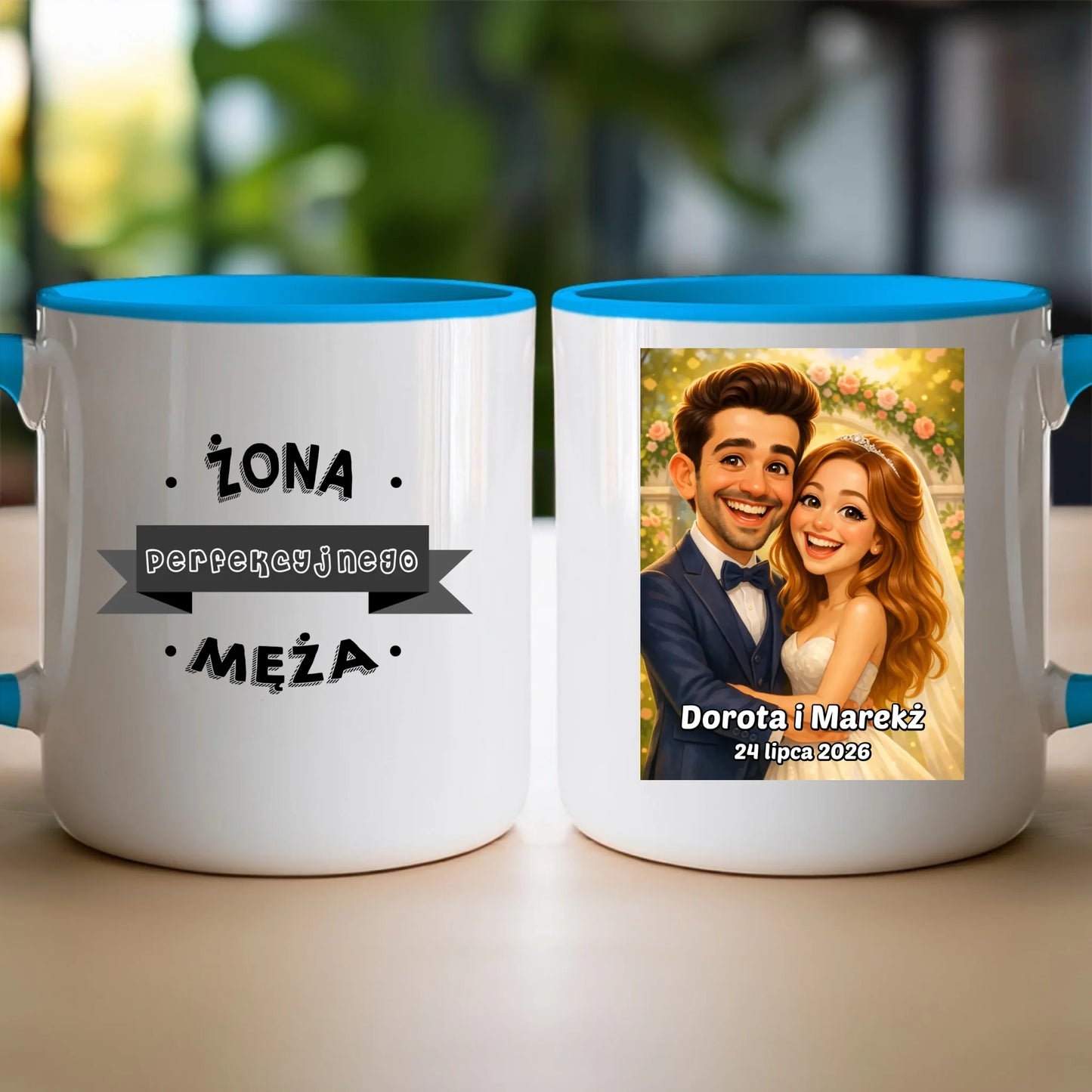Personalizowany Kubek - ślubna karykatura [generowana przez AI]