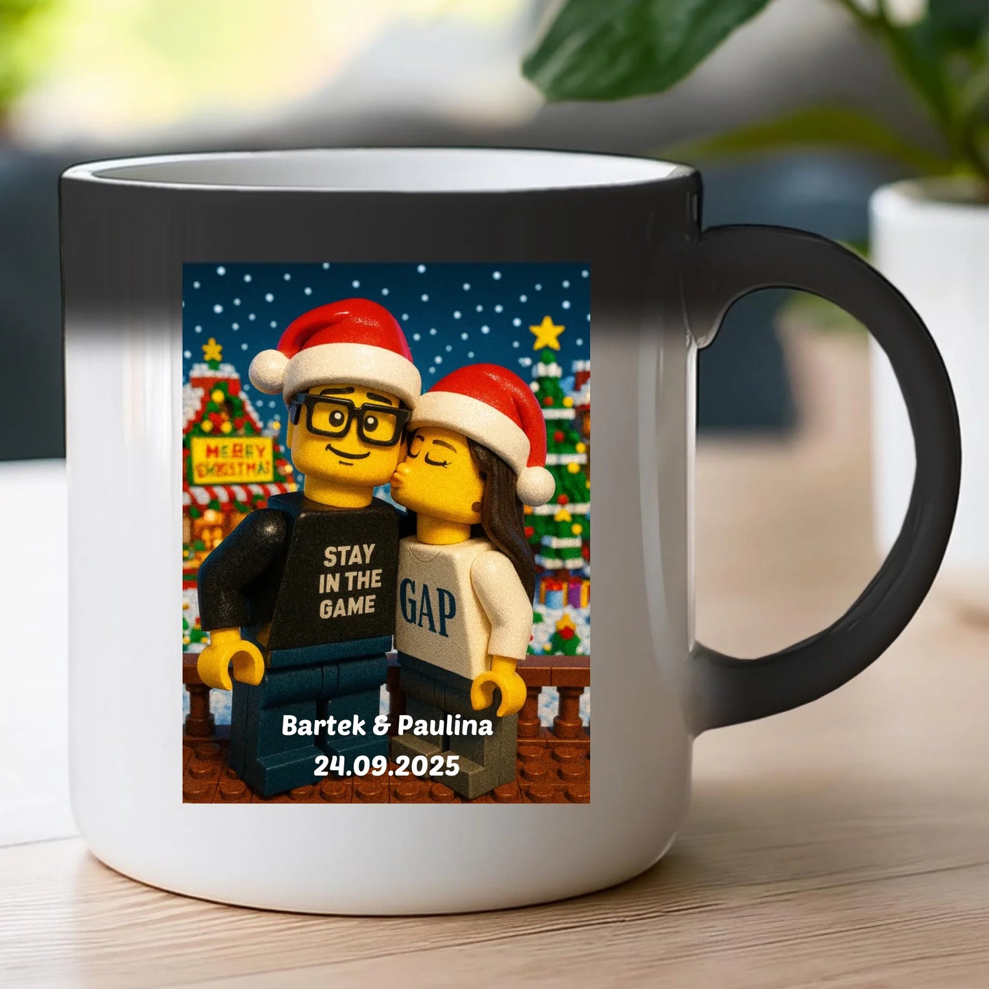 Kubek - Twoje zdjęcie z klocków LEGO XMAS [generowane przez AI]
