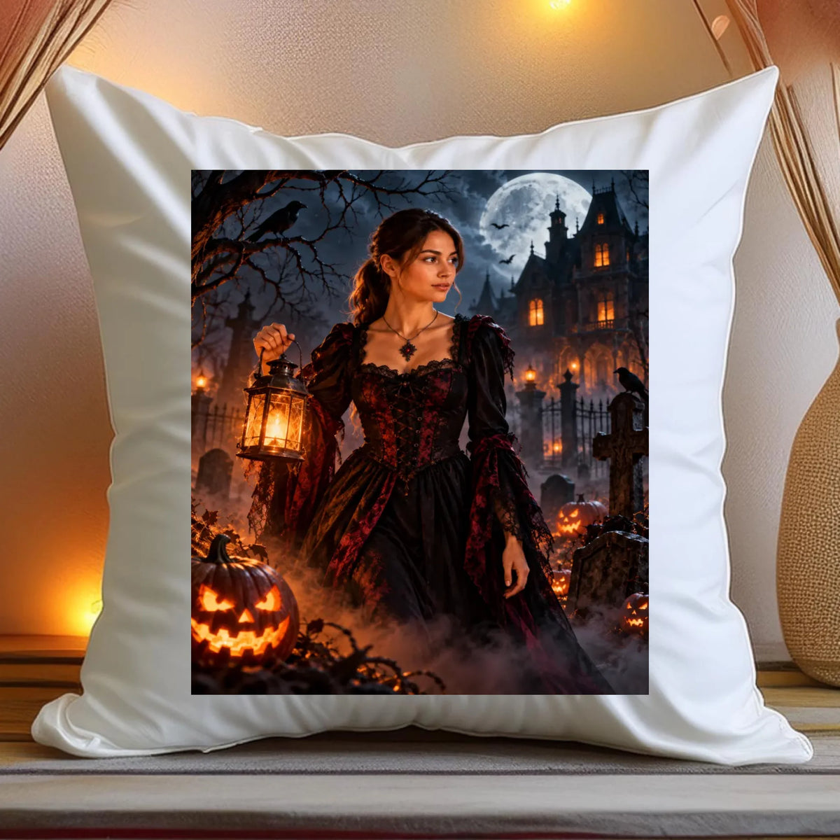 Poduszka Halloween - zdjęcie przerabiane przez AI
