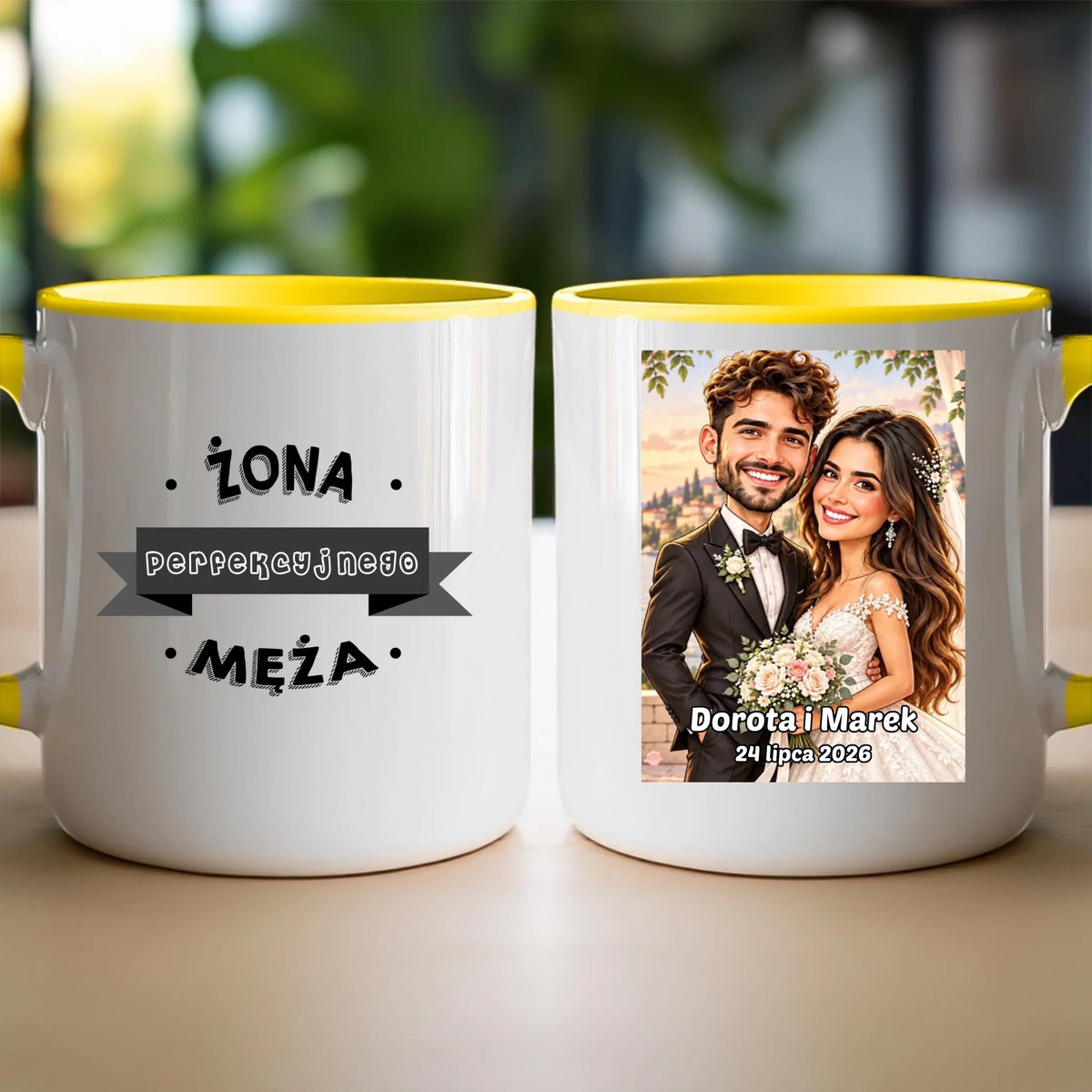 Personalizowany Kubek - ślubna karykatura [generowana przez AI]