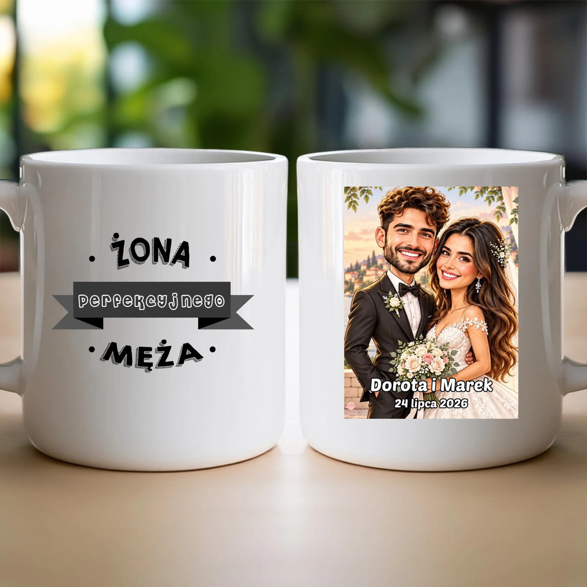 Personalizowany Kubek - ślubna karykatura [generowana przez AI]