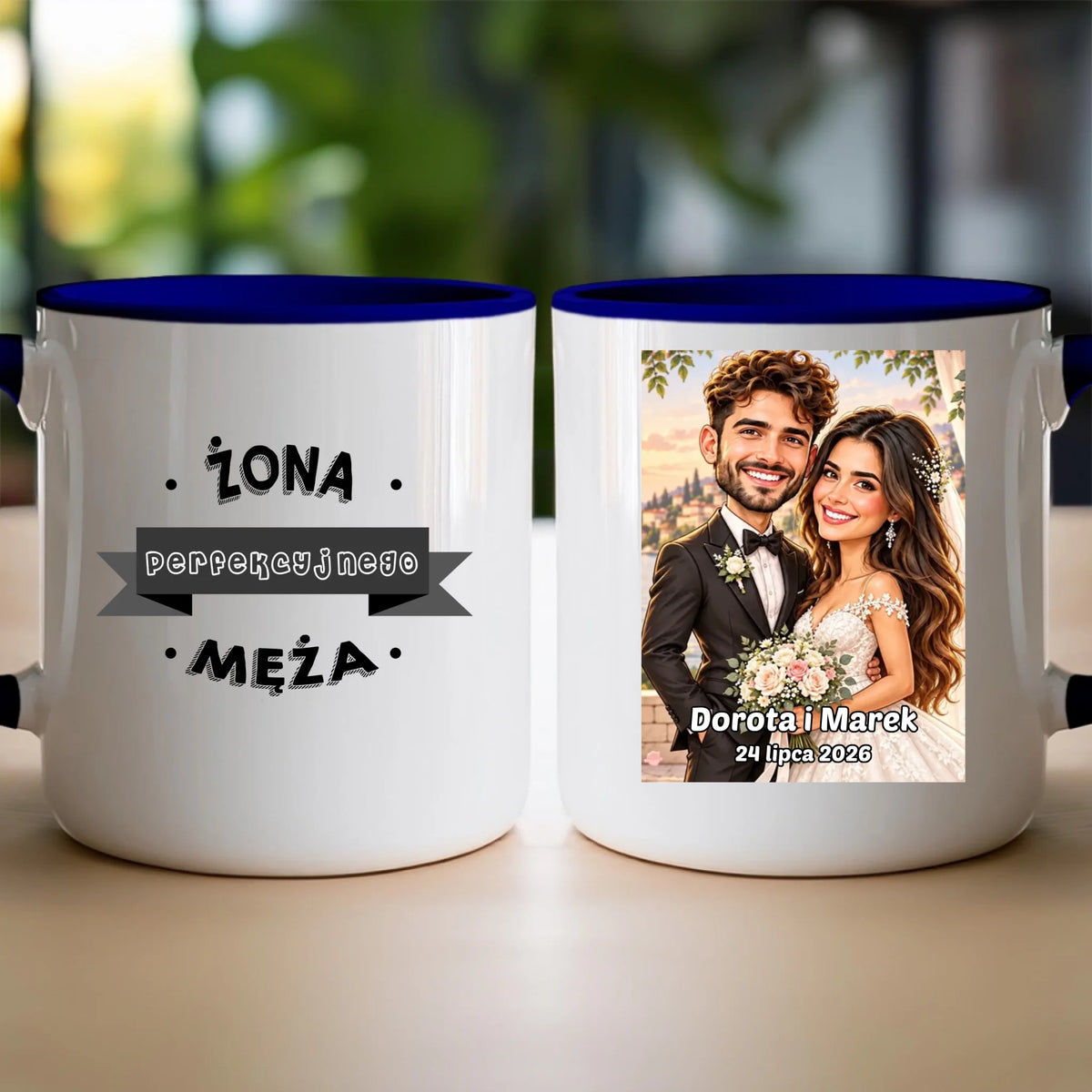 Personalizowany Kubek - ślubna karykatura [generowana przez AI]