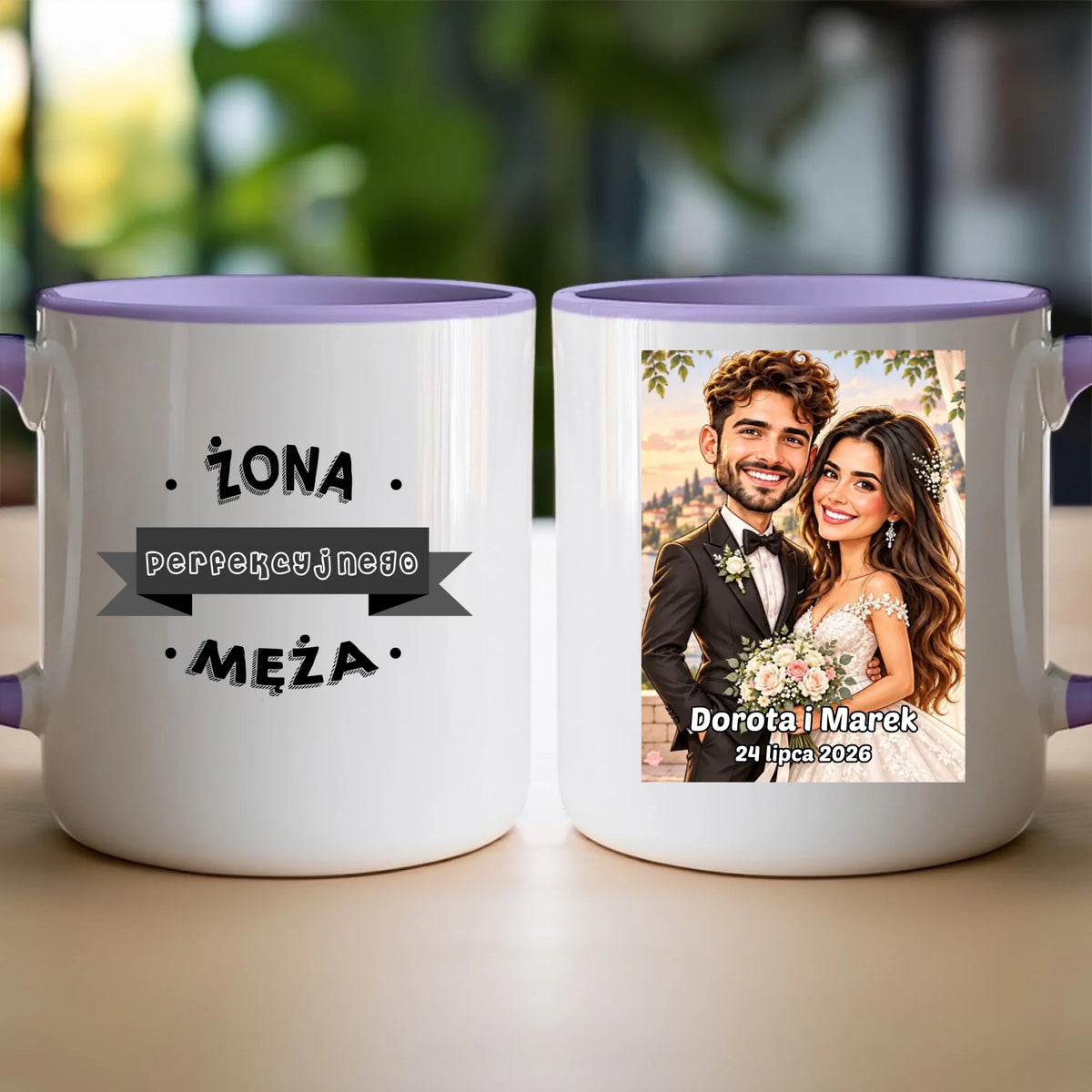 Personalizowany Kubek - ślubna karykatura [generowana przez AI]