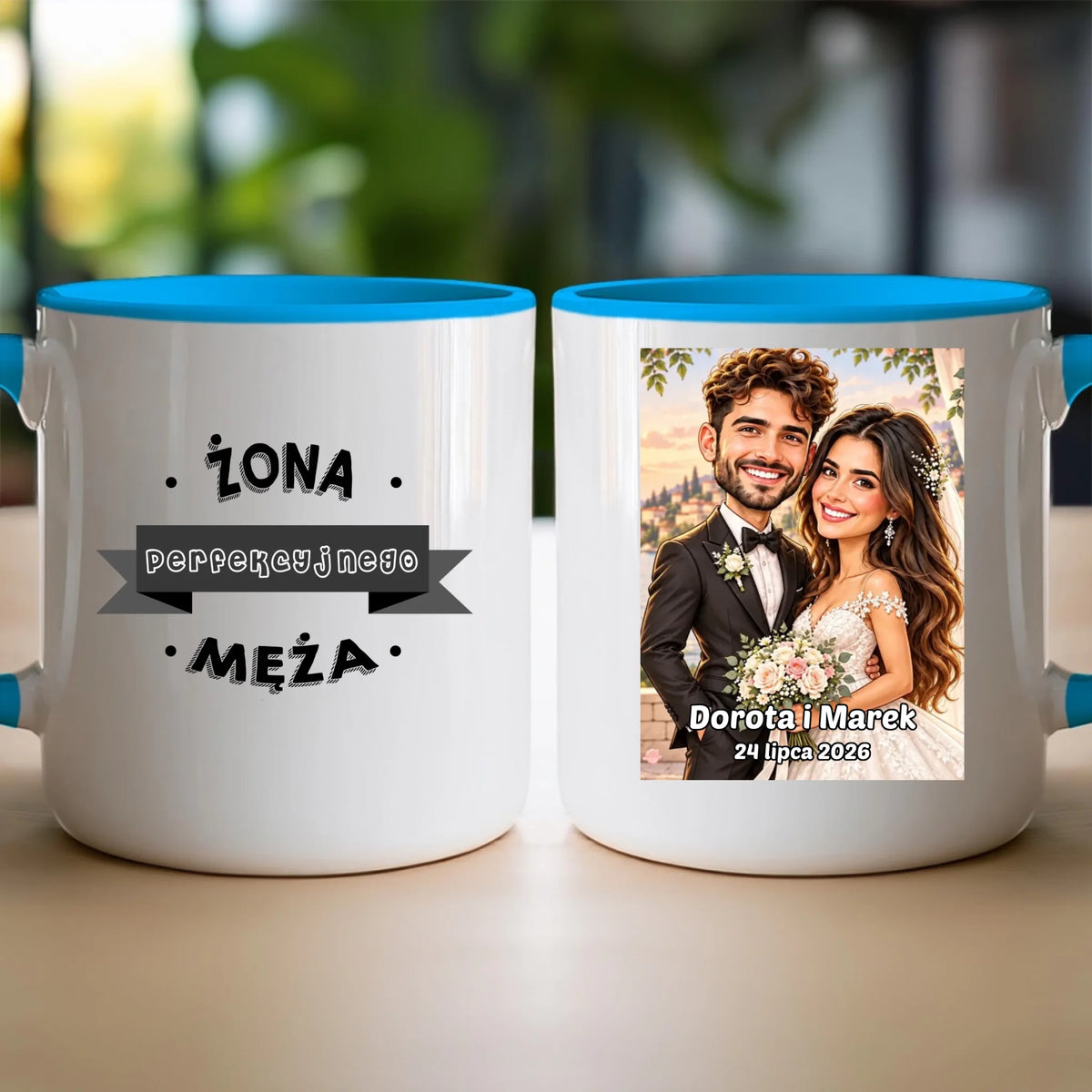 Personalizowany Kubek - ślubna karykatura [generowana przez AI]