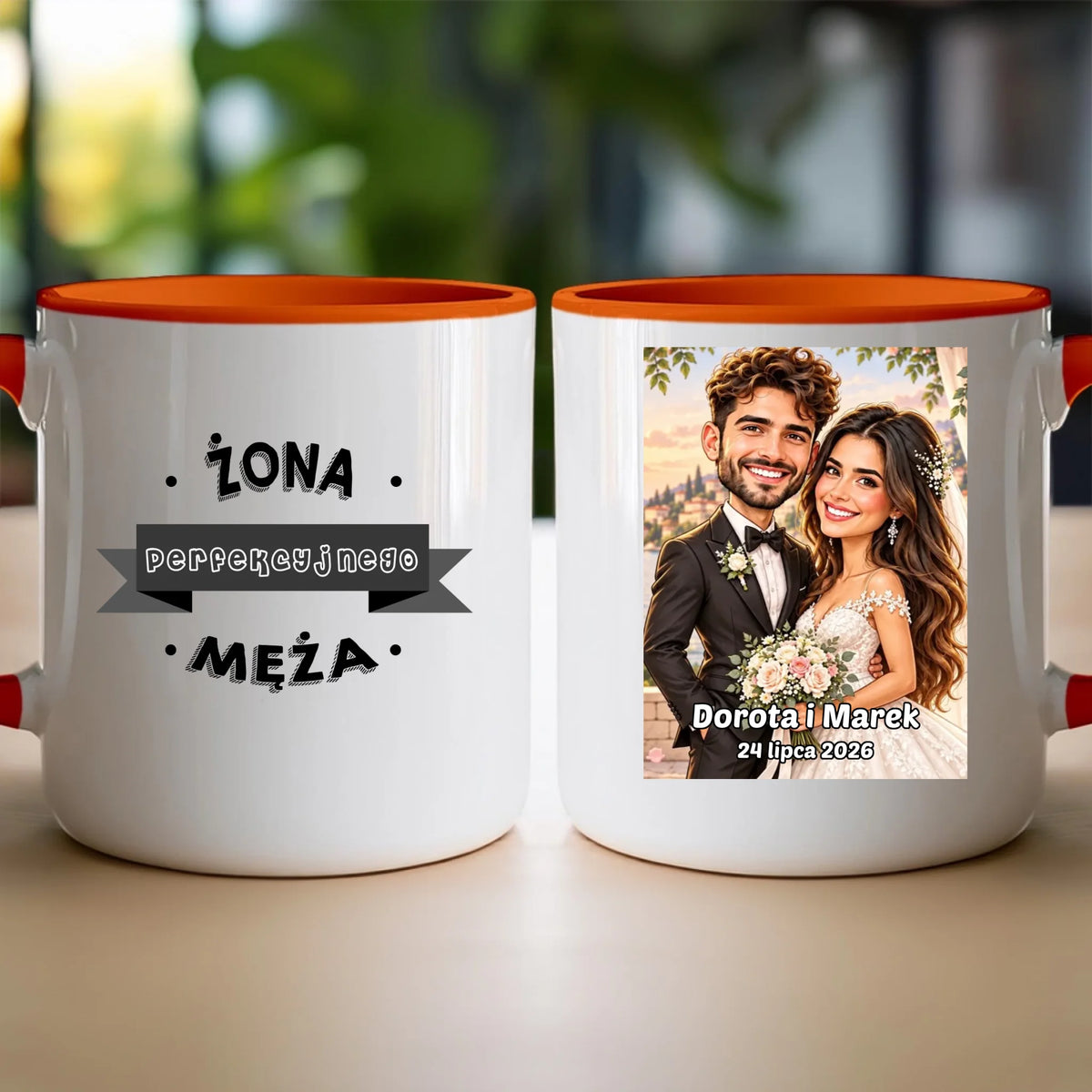 Personalizowany Kubek - ślubna karykatura [generowana przez AI]