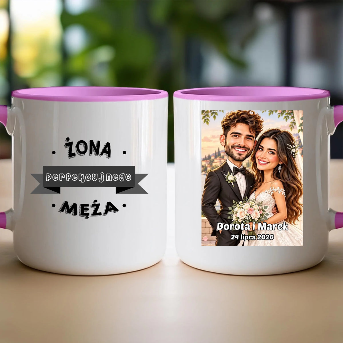 Personalizowany Kubek - ślubna karykatura [generowana przez AI]