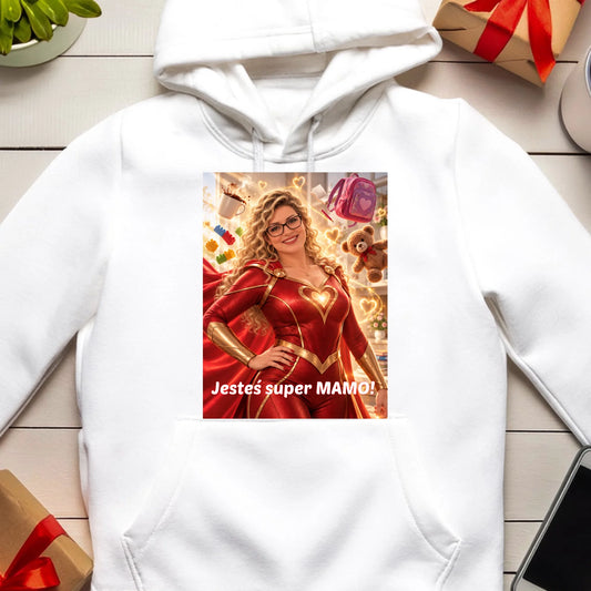 Bluza z nadrukiem - Super Mama - Generowane ze zdjęcia przez AI