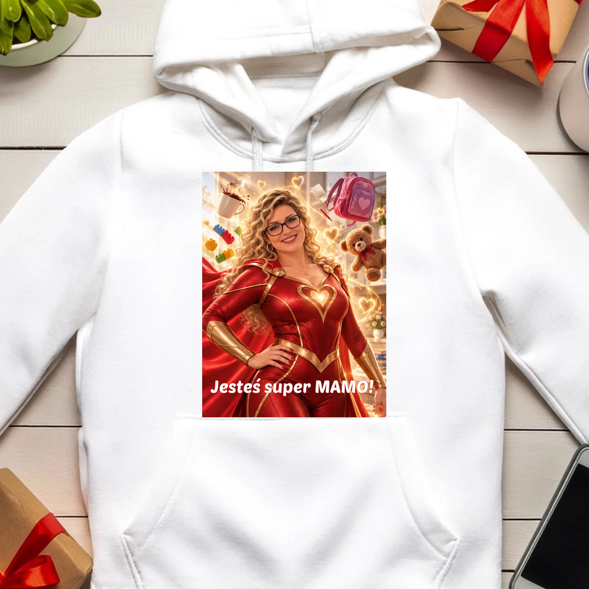 Bluza z nadrukiem - Super Mama - Generowane ze zdjęcia przez AI